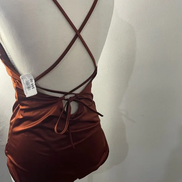 CALIA by Carrie Underwood Deep V-Neck Brown Swimsuit - Picture 5 of 8